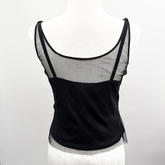 Vintage Y2K Papell Boutique Beaded Mesh Overlay Tank in Black Size Small - Picture 2 of 11